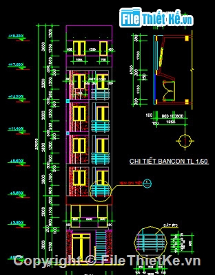 Bản vẽ,Bản vẽ nhà phố,nhà cao tầng,nhà 7 tầng